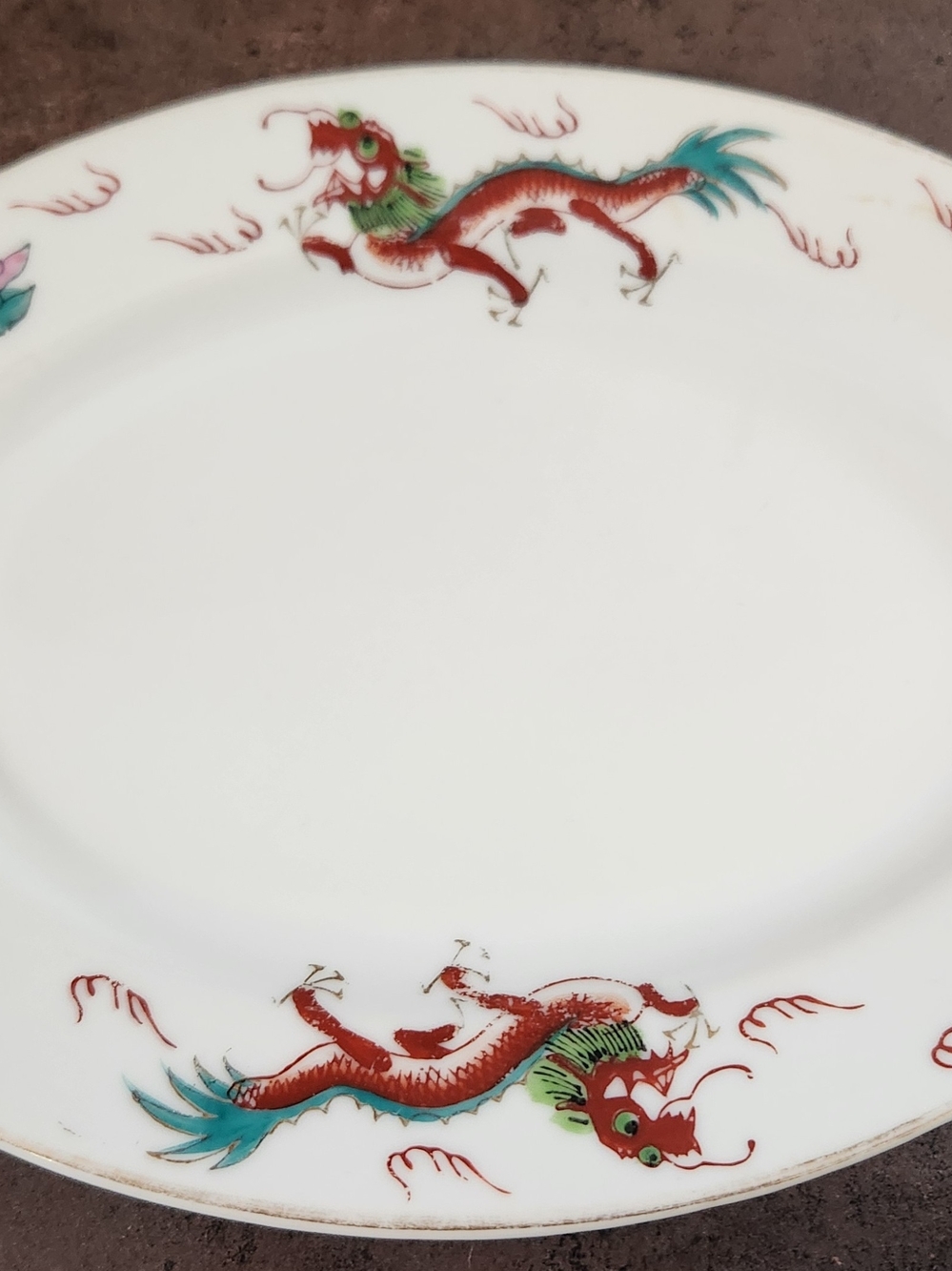 Vintage Chinese Restaurant Ware Dragon Chasing Pearl Serving Platter